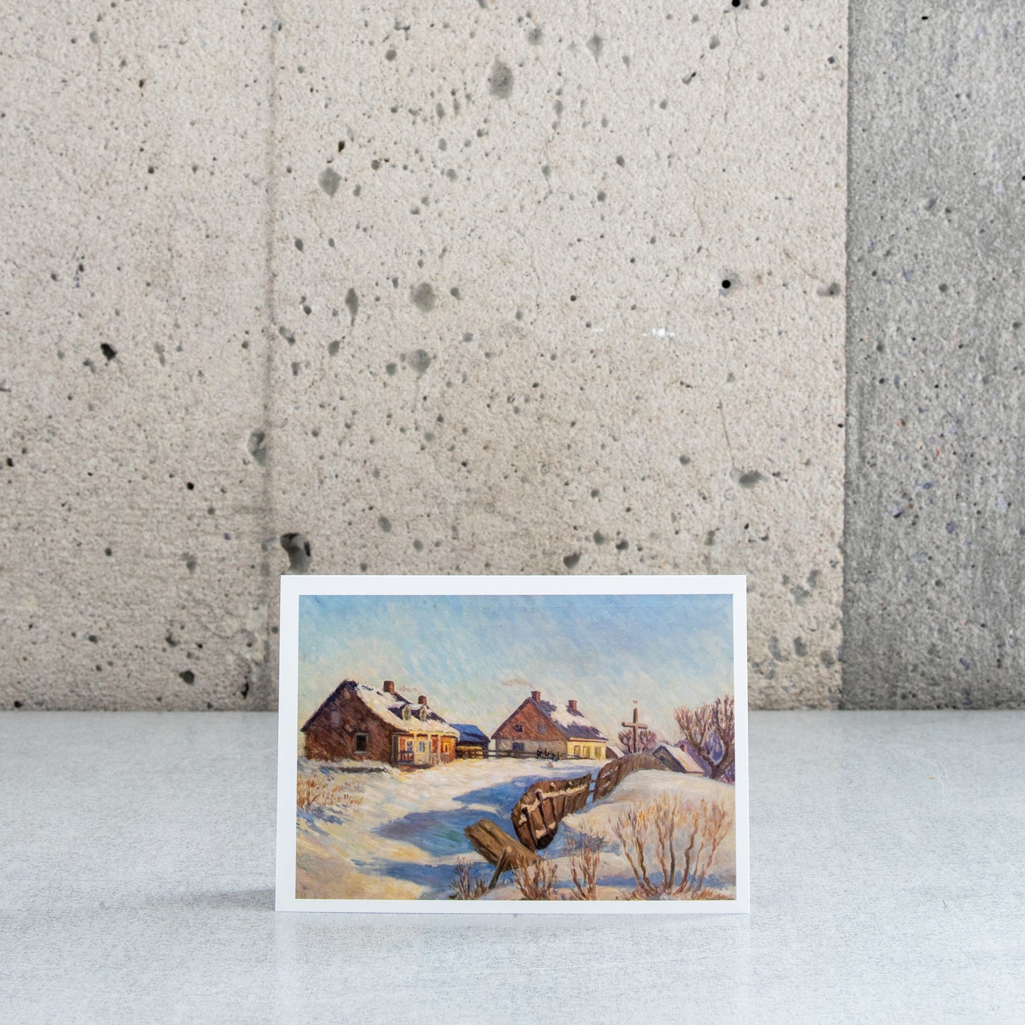 Carte pliée "Maison et croix de chemin en hiver, Nd" - Wilfrid Corbeil