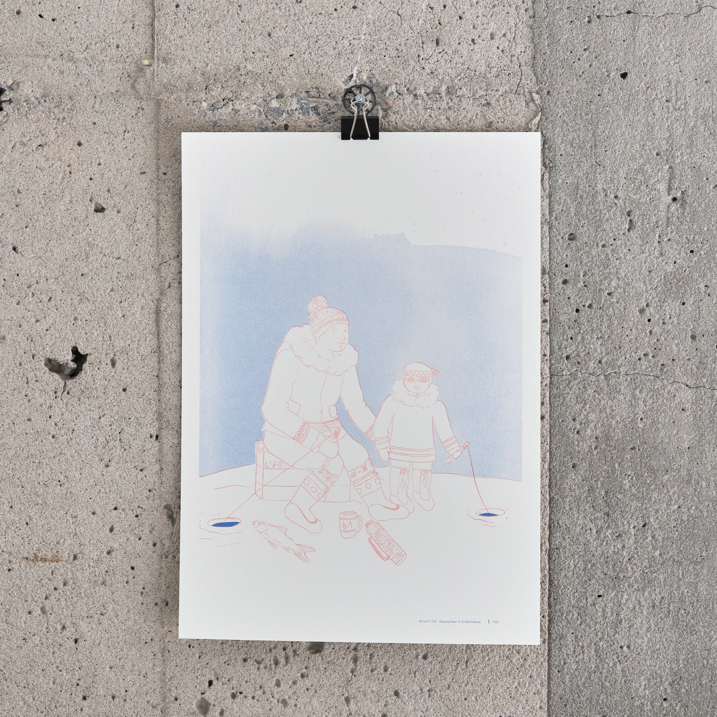 Poster "Mother and child fishing" - Arsaniq Deer