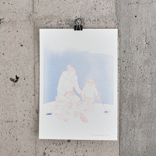 Poster "Mother and child fishing" - Arsaniq Deer