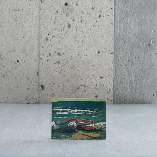 Carte postale "Barques rouges, Gaspésie, 1974" - Wilfrid Corbeil